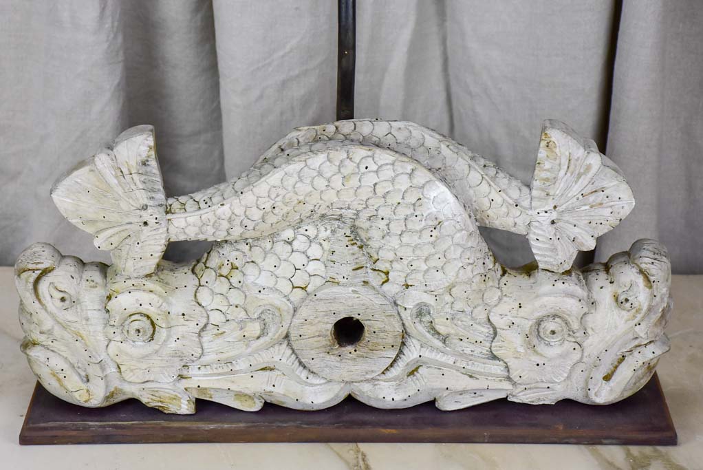 Salvaged boiserie table lamp - dauphin base