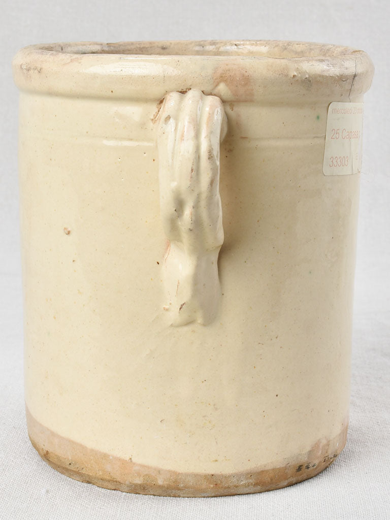 Antique Italian anchovy pot with handles 8"