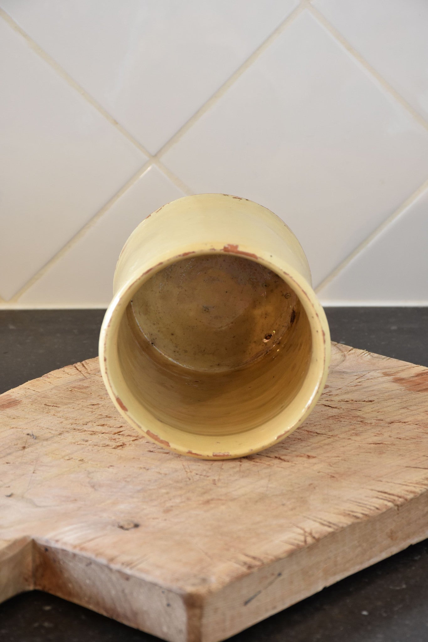 Preserving jar 4¼", yellow ware, 19th-century 3/4