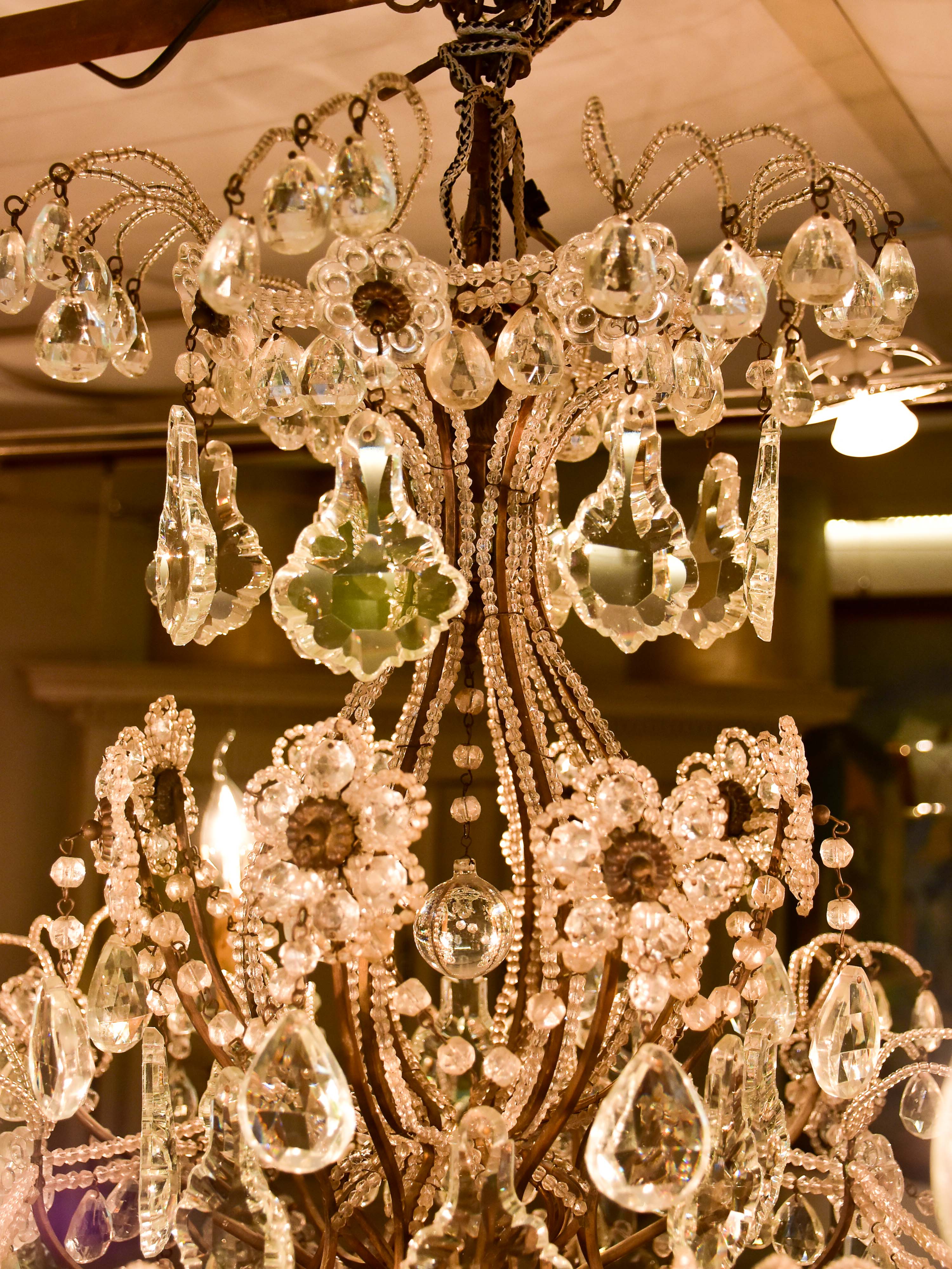 Antique Italian crystal chandelier - 8 branches