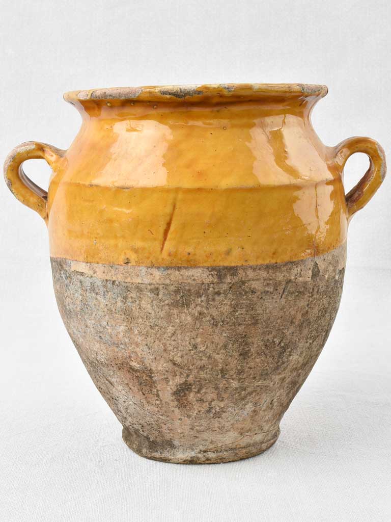 Antique French confit pot w/ yellow ocher glaze 9½"