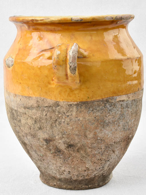 Antique French confit pot w/ yellow ocher glaze 9½"