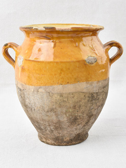 Antique French confit pot w/ yellow ocher glaze 9½"