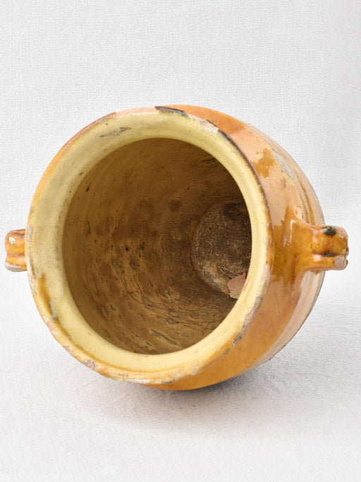 Antique French confit pot w/ yellow ocher glaze 9½"