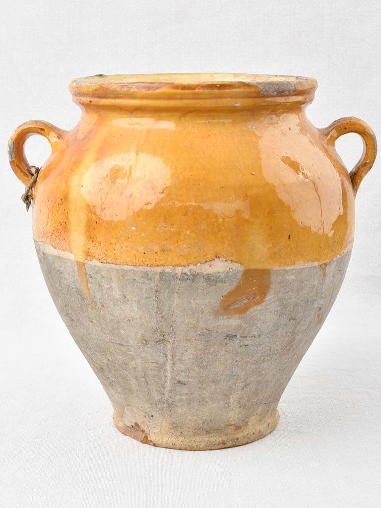 Large French confit pot w/ yellow ocher glaze 11½"