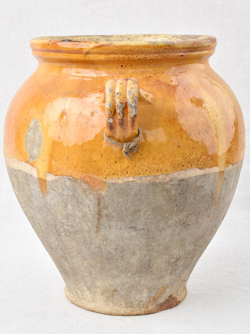 Large French confit pot w/ yellow ocher glaze 11½"