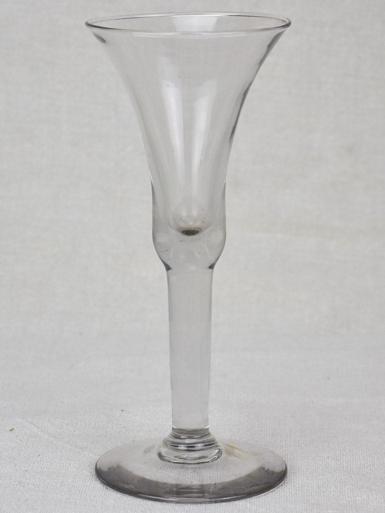 Six antique French wine glasses - hand blown