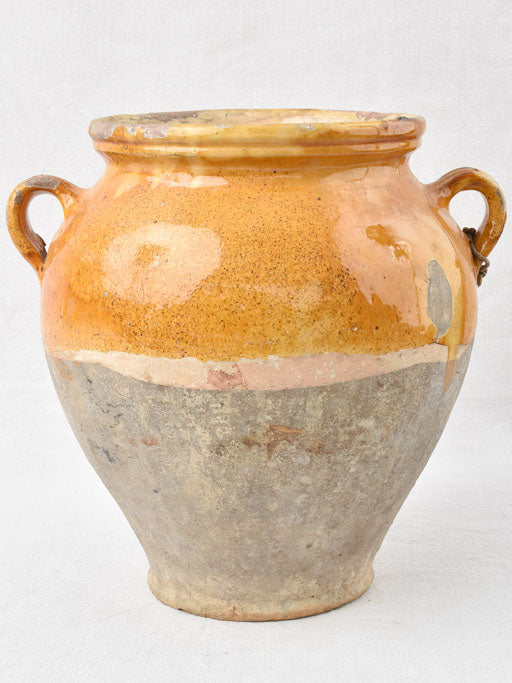 Large French confit pot w/ yellow ocher glaze 11½"