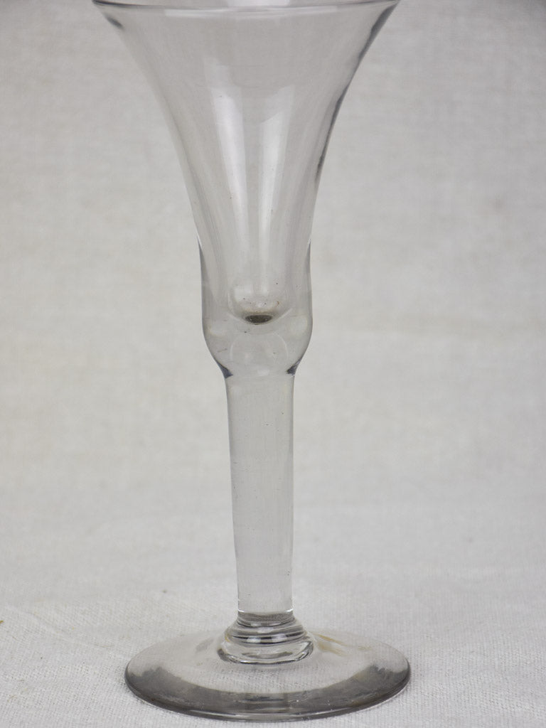 Six antique French wine glasses - hand blown