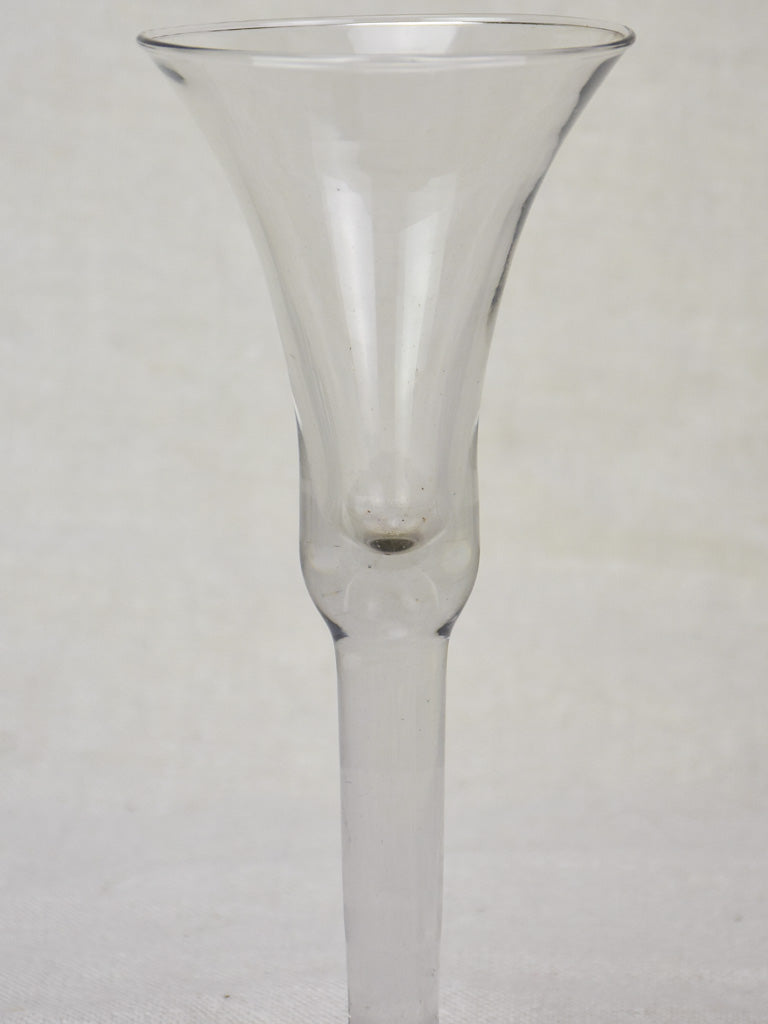 Six antique French wine glasses - hand blown