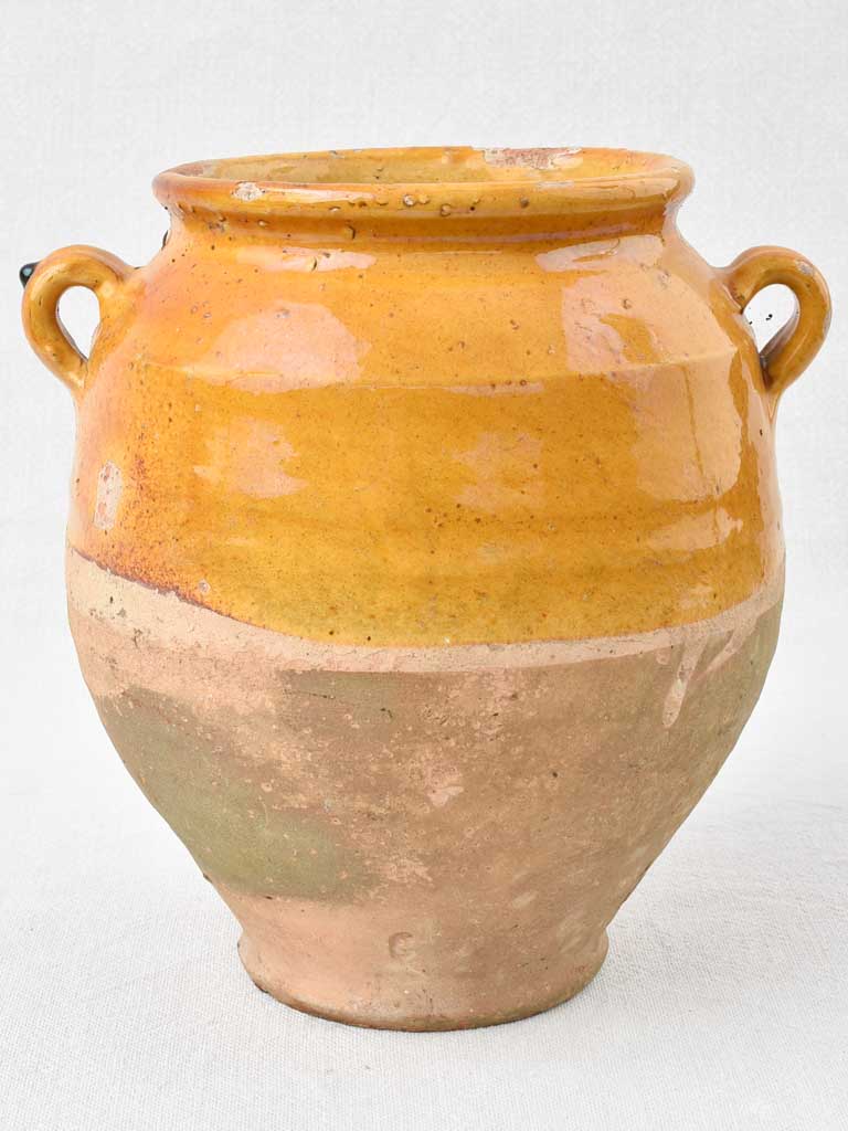 Antique French confit pot w/ ocher glaze 9½"