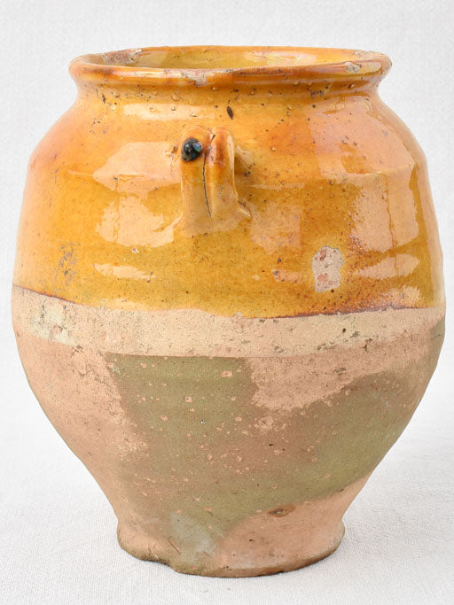 Antique French confit pot w/ ocher glaze 9½"