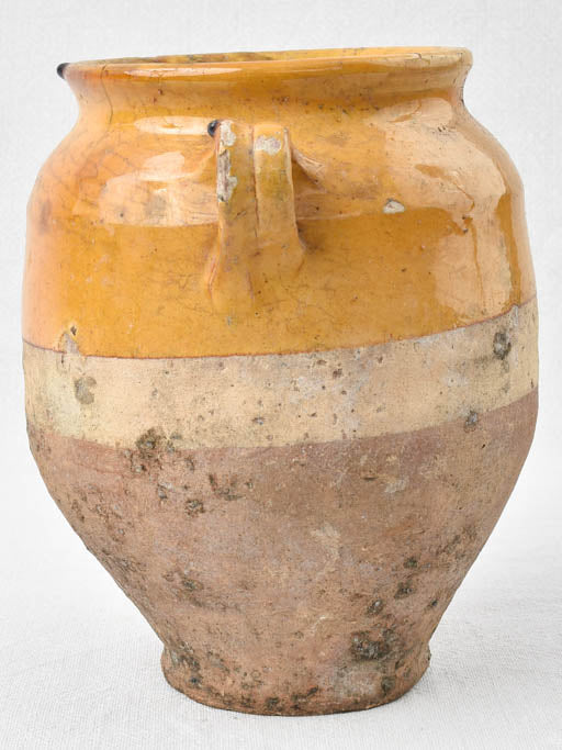 Antique French confit pot w/ ocher glaze 8¾"