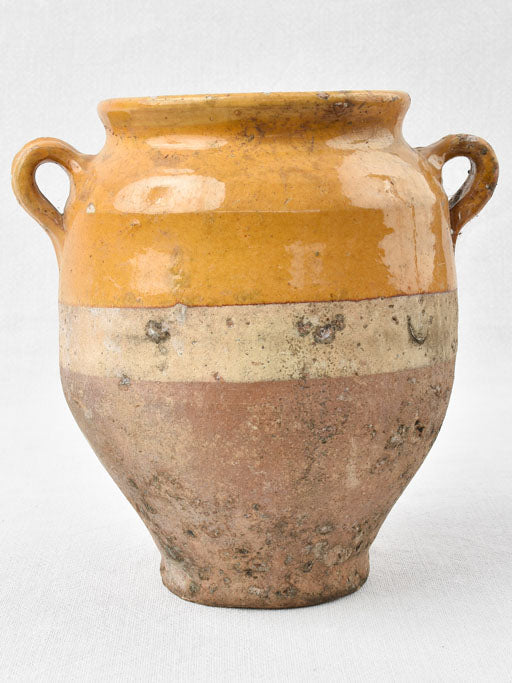 Antique French confit pot w/ ocher glaze 8¾"