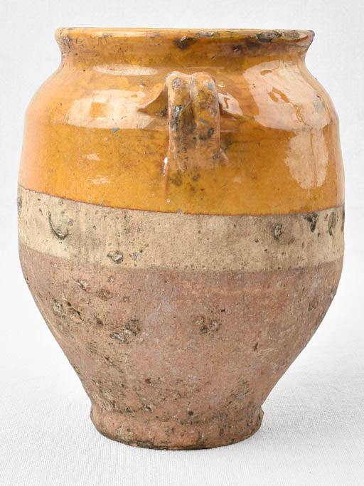 Antique French confit pot w/ ocher glaze 8¾"