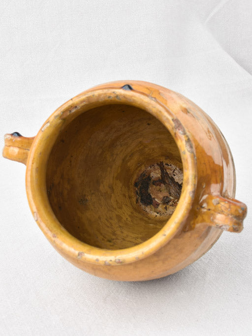 Antique French confit pot w/ ocher glaze 8¾"