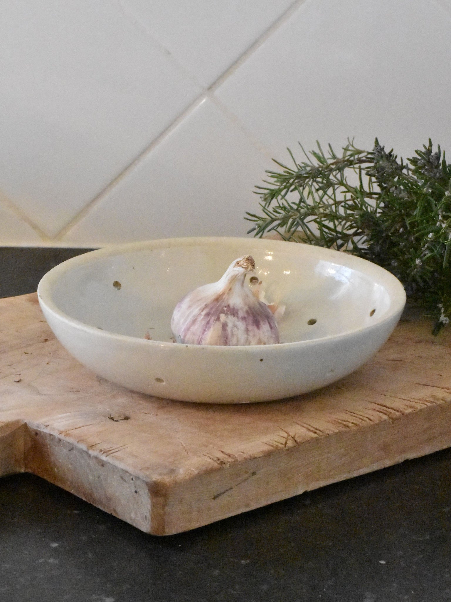 French ironstone strainer Creil - circa 1940's