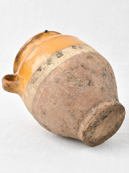 Antique French confit pot w/ ocher glaze 8¾"