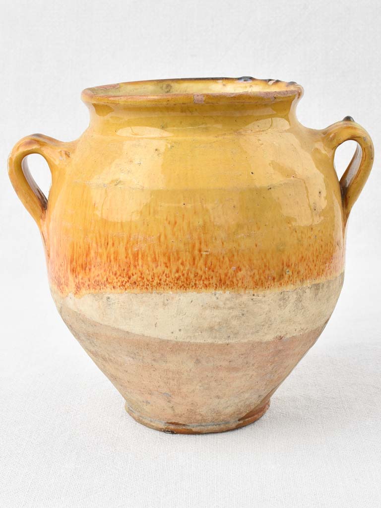 Antique French confit pot w/ ocher glaze 8¼"