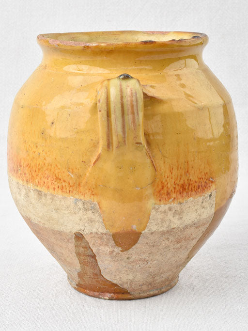 Antique French confit pot w/ ocher glaze 8¼"