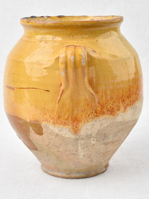 Antique French confit pot w/ ocher glaze 8¼"