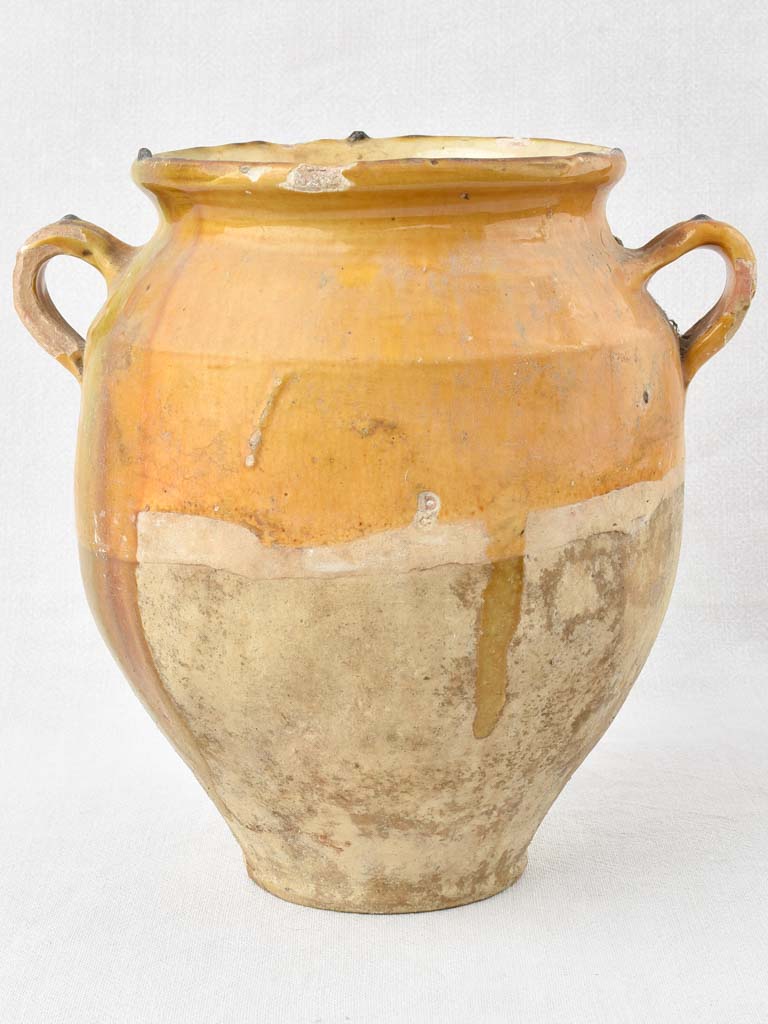 Large French confit pot w/ ocher glaze 11¾"