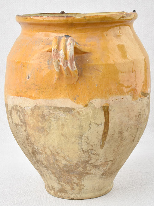 Large French confit pot w/ ocher glaze 11¾"