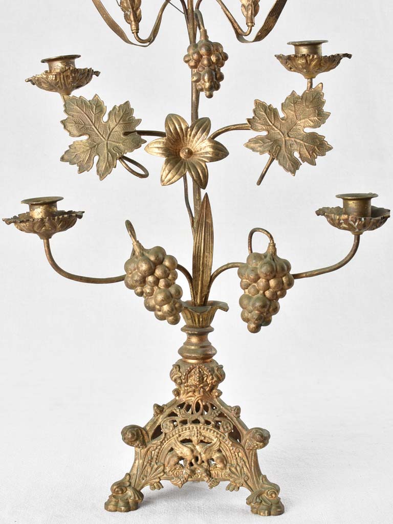 Church candlestick with flowers and wheat 21¾"