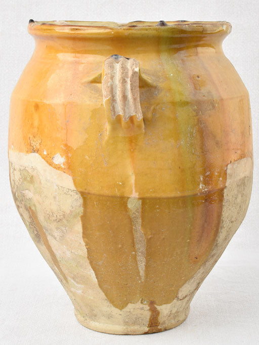 Large French confit pot w/ ocher glaze 11¾"