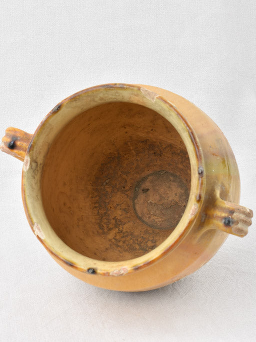 Large French confit pot w/ ocher glaze 11¾"