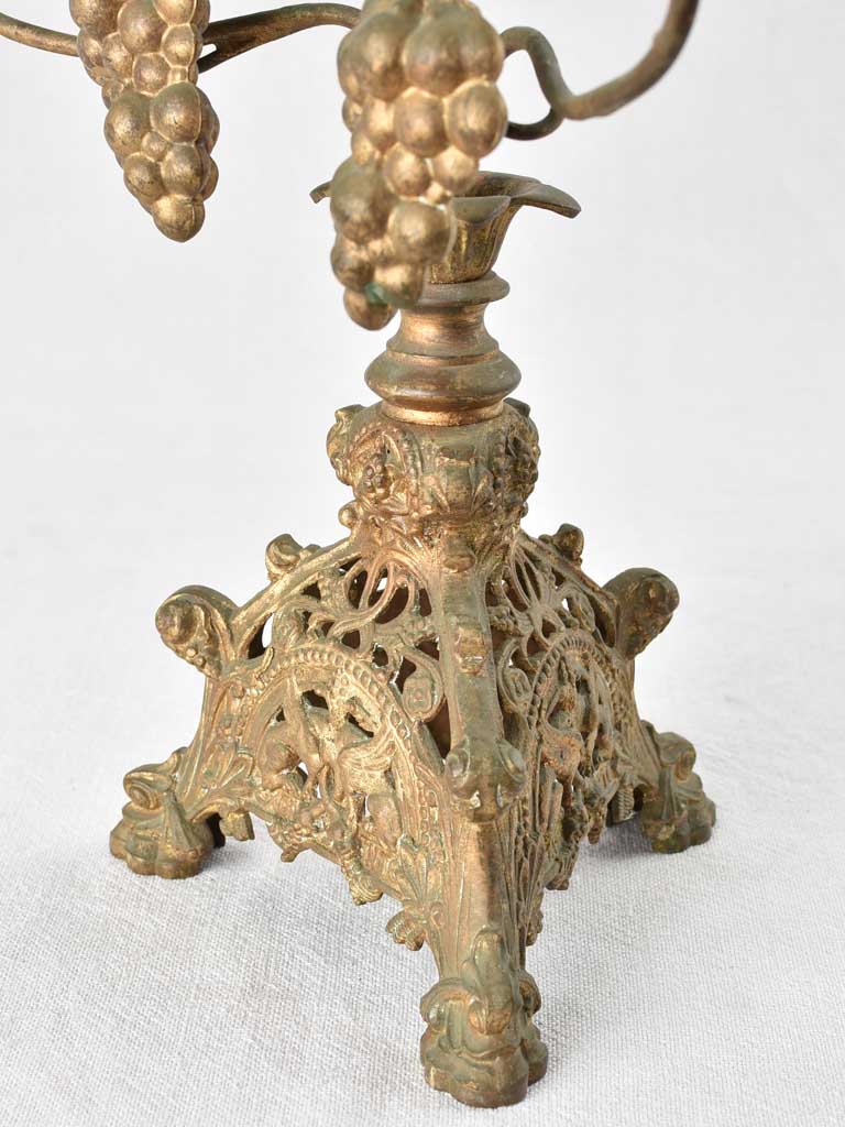 Church candlestick with flowers and wheat 21¾"