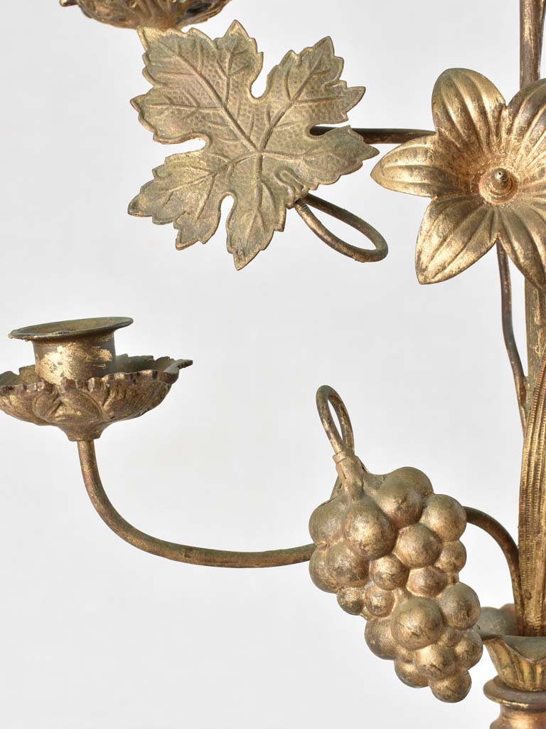Church candlestick with flowers and wheat 21¾"