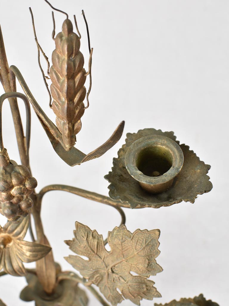 Church candlestick with flowers and wheat 21¾"