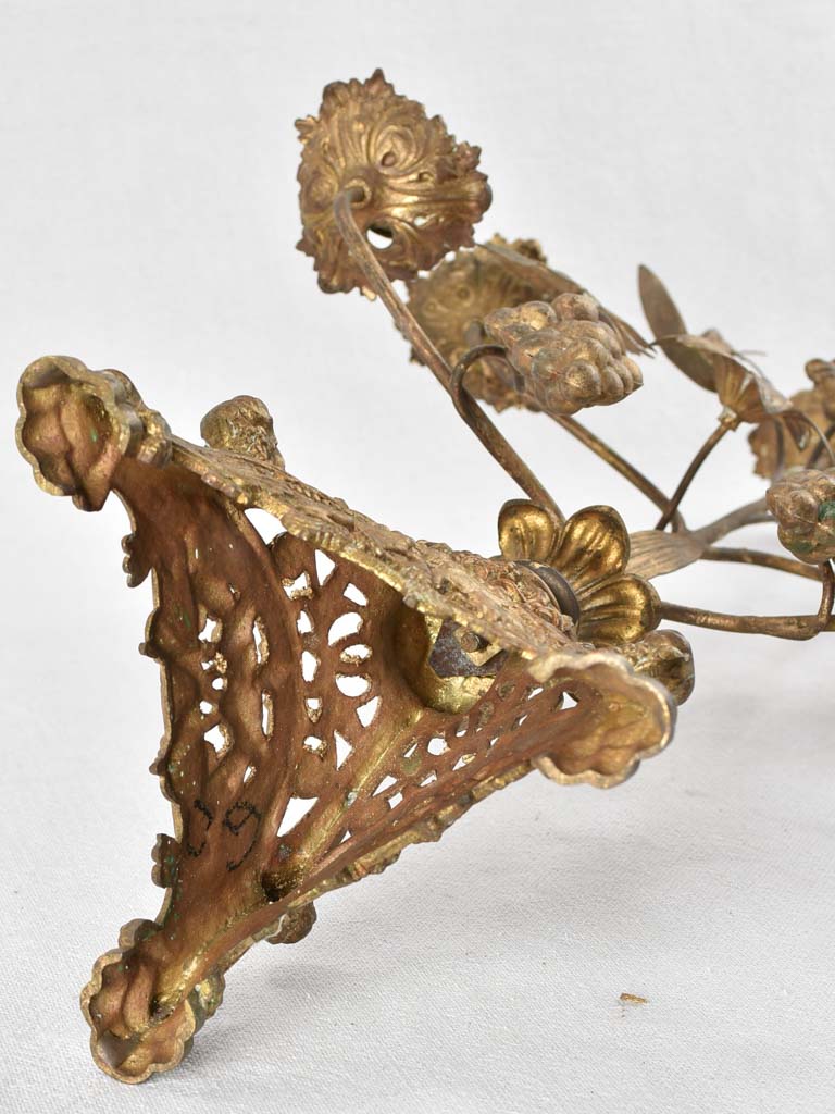 Church candlestick with flowers and wheat 21¾"