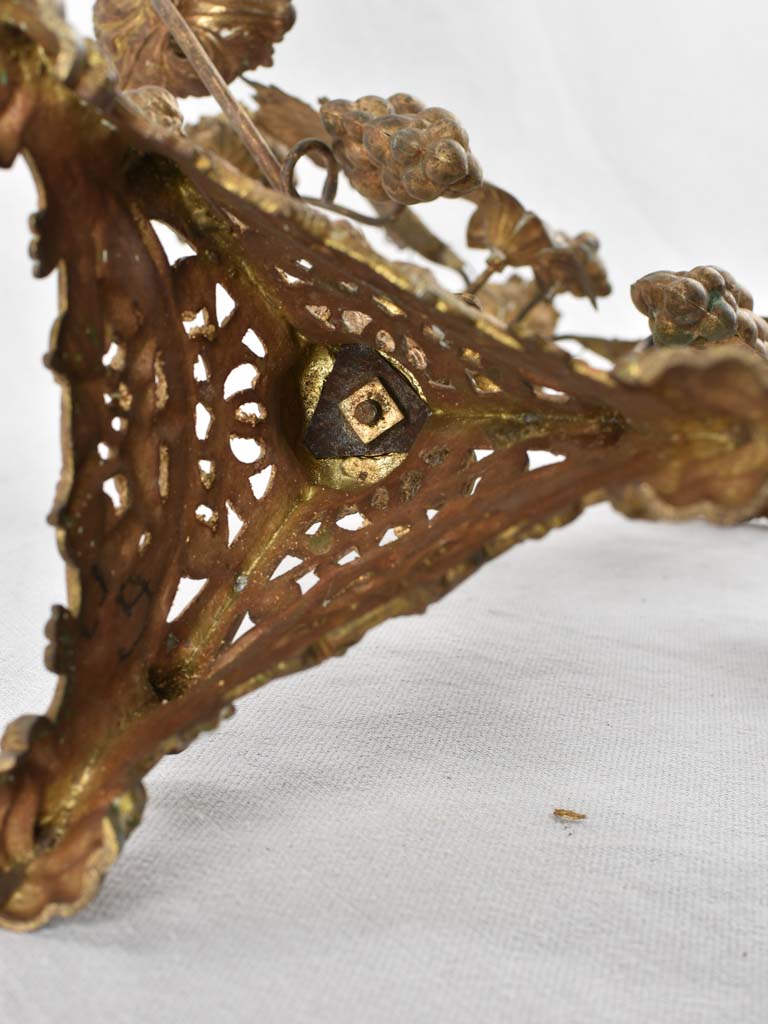 Church candlestick with flowers and wheat 21¾"