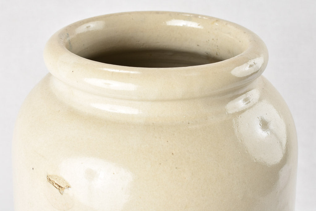 Large stoneware mustard pot - beige 16½"