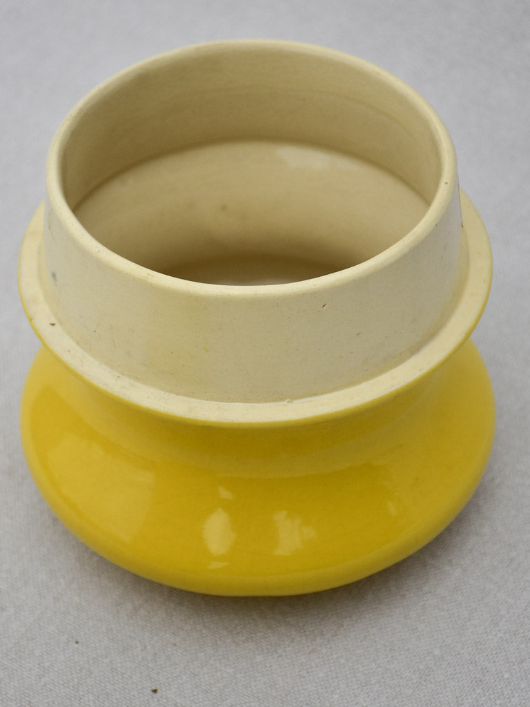 Mid century Maille mustard pot with hand painted label - yellow 11¾"