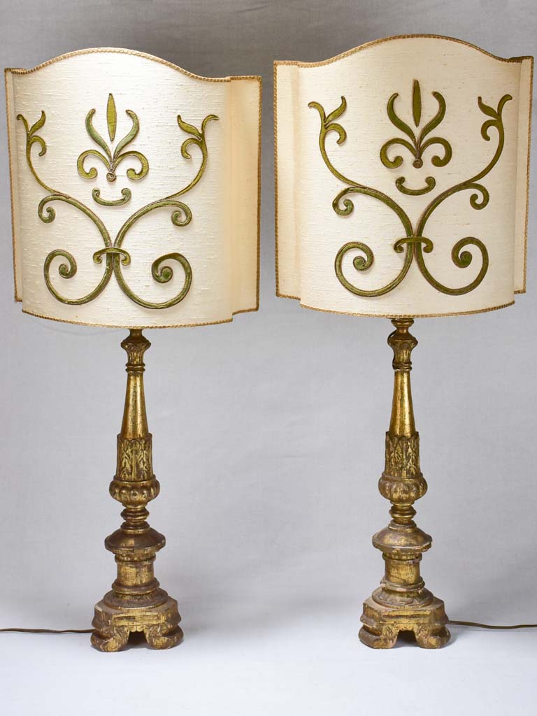 Pair of 18th-century French candlestick lamps 34¼"