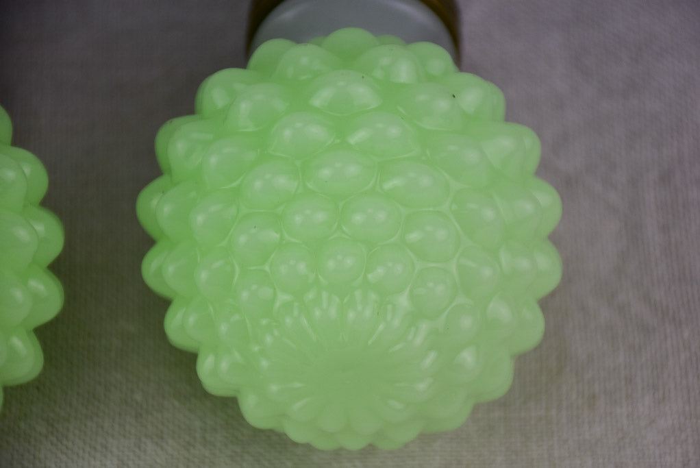 Three 18th century milk glass balustrade balls