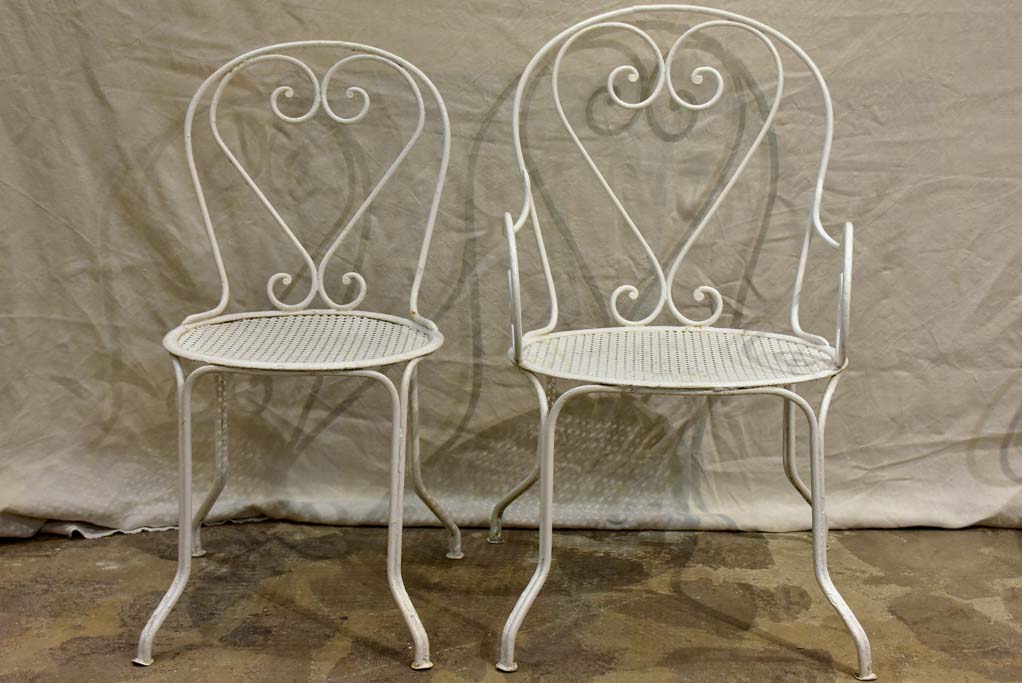 Antique French garden setting - round table and five chairs