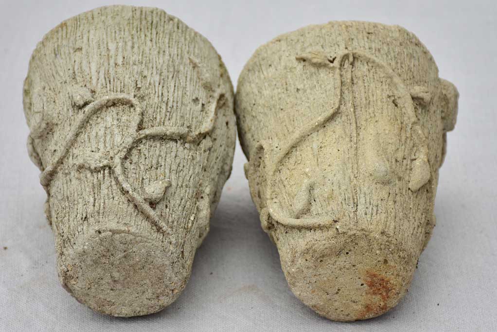 Pair of small vintage cement flower pots 6¼"