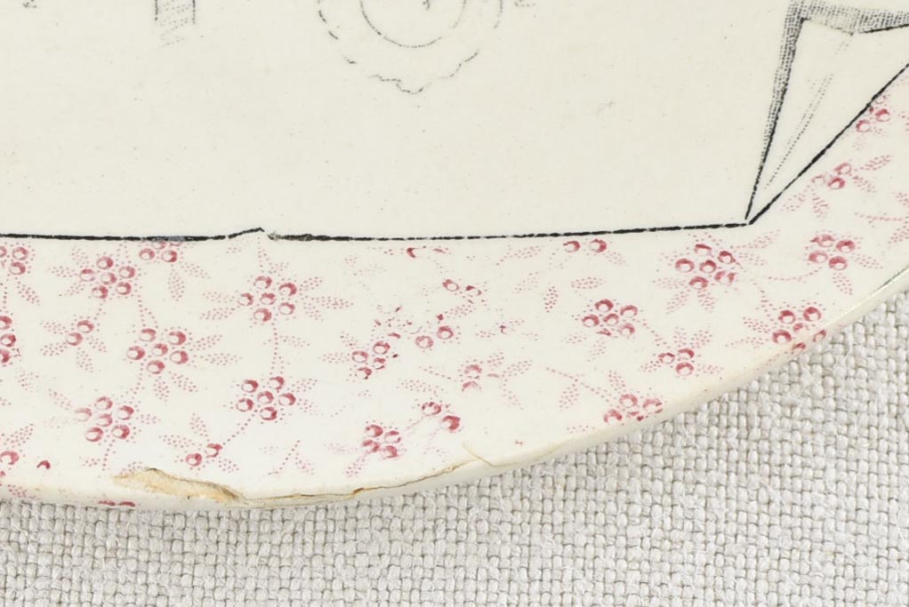 Pink foliage decorated Sarreguemines plate