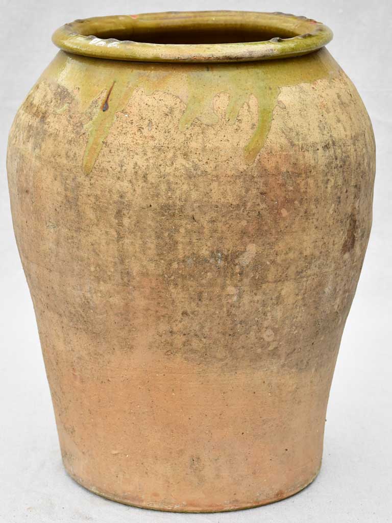 Antique olive jar with green glaze 16½"