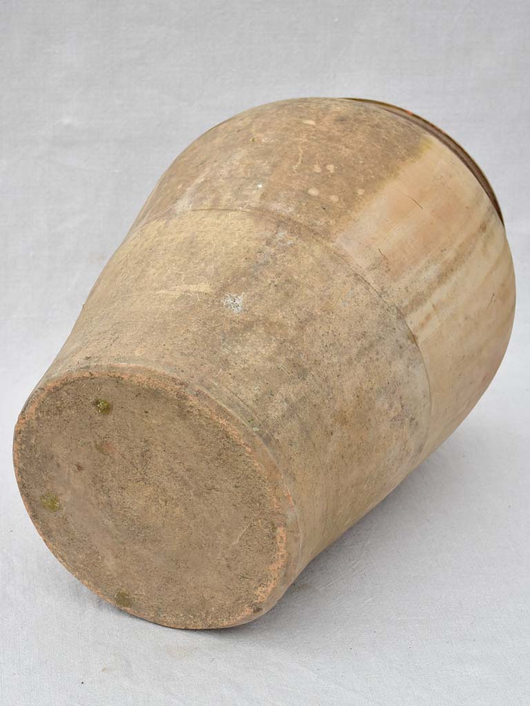 Antique olive jar with pea green glaze 19"