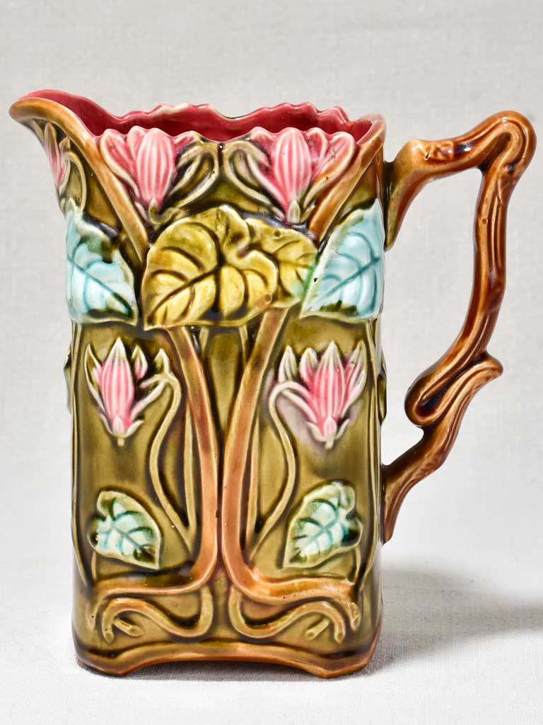 Early 20th Century Barbotine pitcher - floral