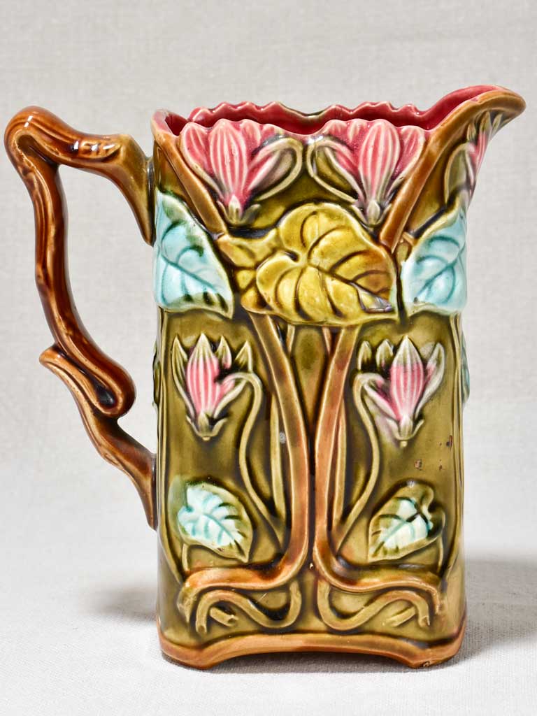 Early 20th Century Barbotine pitcher - floral
