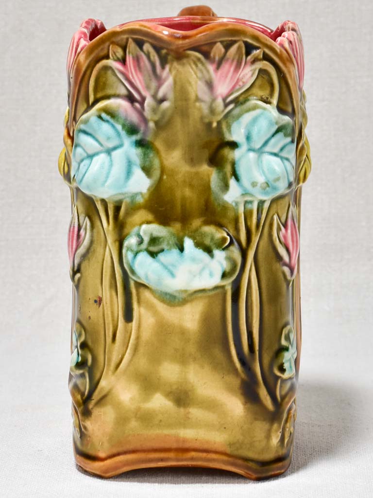 Early 20th Century Barbotine pitcher - floral