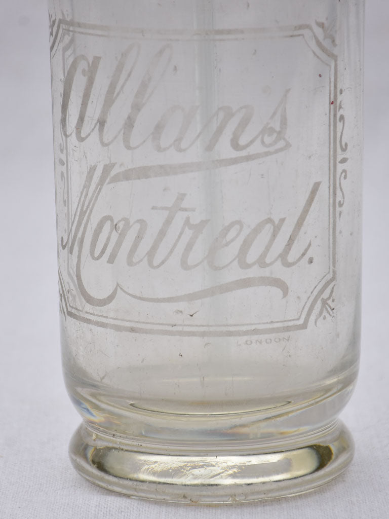 Clear early twentieth century seltzer siphon - Allans Montreal