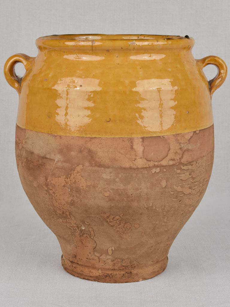 Confit pot, antique yellow-ocher glaze, large 12¼"