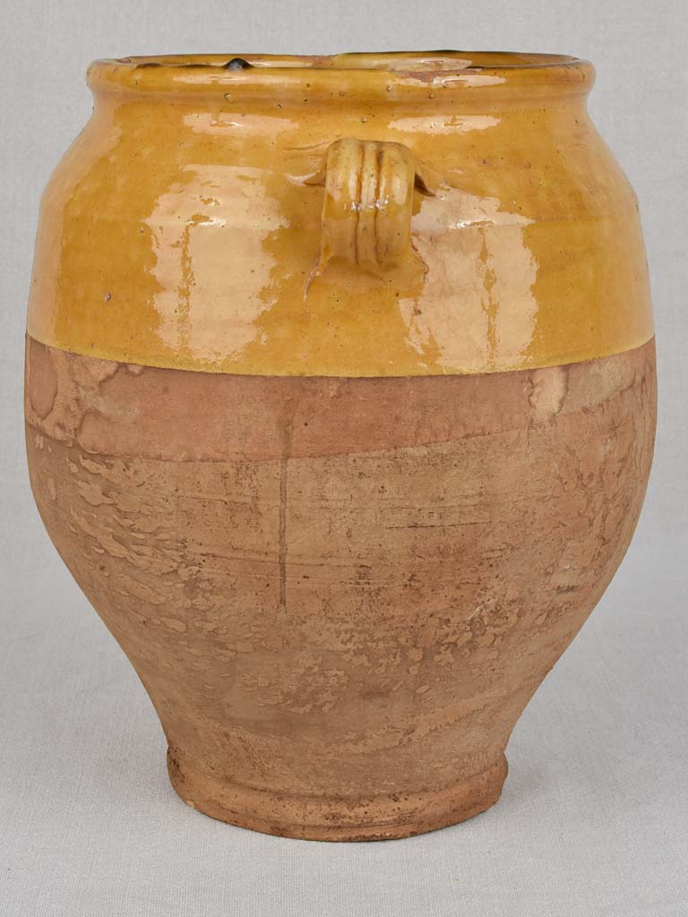 Confit pot, antique yellow-ocher glaze, large 12¼"